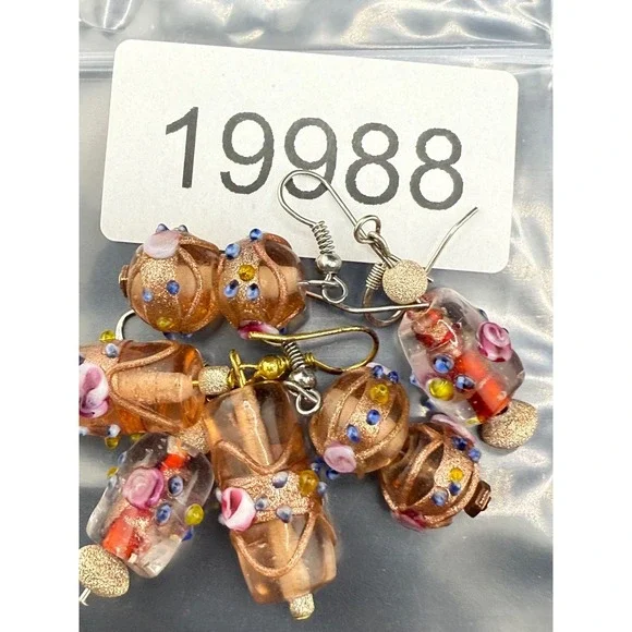 Vintage Wedding Cake Glass Beaded Earrings 3 Pair